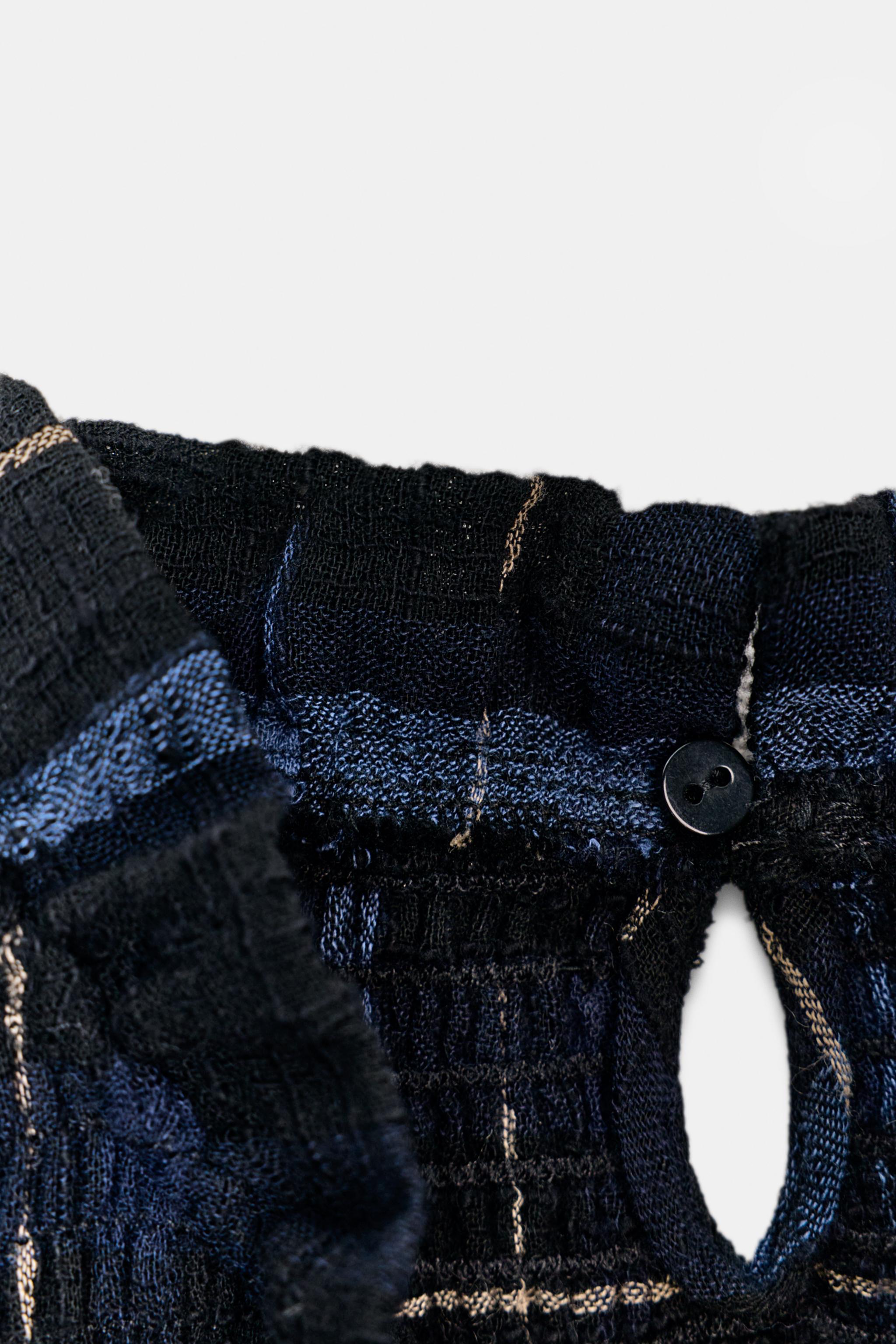 TOP À CARREAUX NID D'ABEILLE